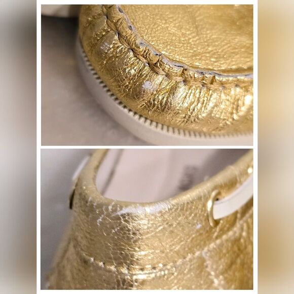 Michael Kors Blair Boat shoes Loafers Moccasin in GOLD metallic leather 8 - Picture 8 of 8